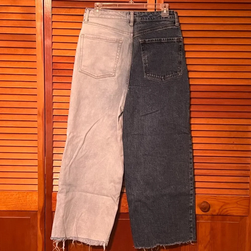 Wild Fable Two Tone High Rise Wide Leg Jean, Above Ankle Length, S-8/29R - Picture 3 of 6